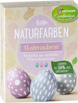 Heitmann Egg Dye Natural Dye Sæt, 3 Egg Dye Pulvere (gul, lilla, grå-blå), græspapir klistermærkeark