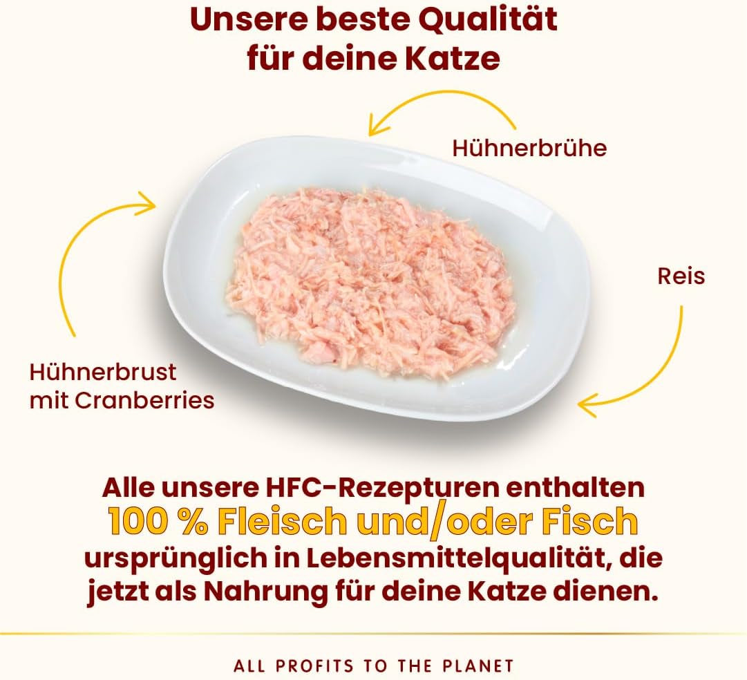 Almo Nature HFC Urinary Help - Nassfutter für Katzen - Unterstützung für die Harnwege - Hühnerbrust & Tranebær - Human Grade, Monoprotein, Glutenfri - 24x50g
