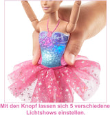Barbie Dreamtopia Magic Ballerina Doll med lys, lyserød tutu og blondt hår, 5 lys- og lydeffekter, positionerbar Barbie, 3+, HLC25