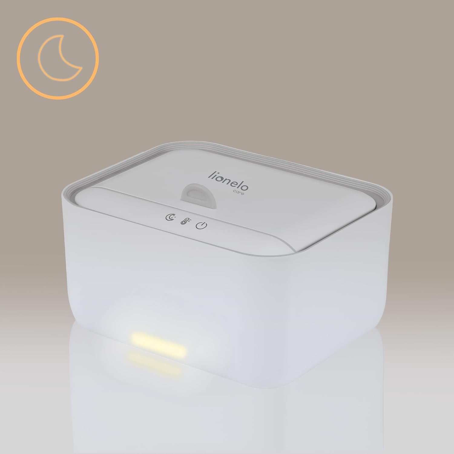 Lionelo BABYBLISS 20W Varmer til vådservietter og små håndklæder, 20W til babyer, indbygget natlys, 3 varmeindstillinger, touchpanel, holder servietterne fugtige