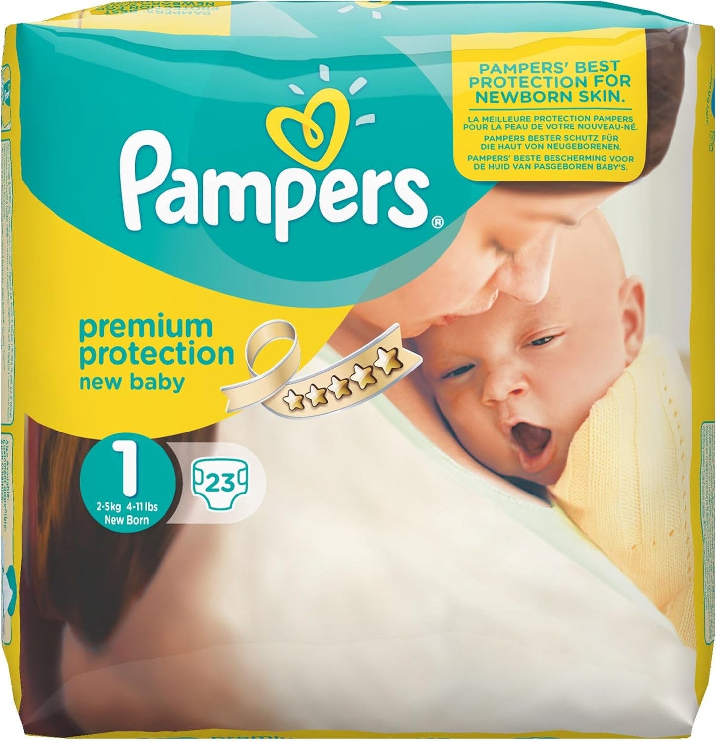Pampers New Baby str. 1 Nyfødt 2-5 kg ​​Transportpakke, pakke med 4 (4 x 23 stk.)
