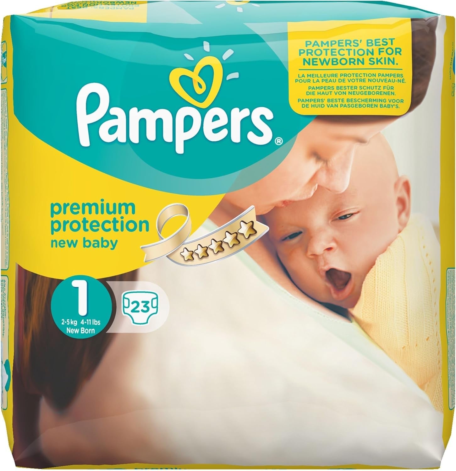 Pampers New Baby str. 1 Nyfødt 2-5 kg ​​Transportpakke, pakke med 4 (4 x 23 stk.)