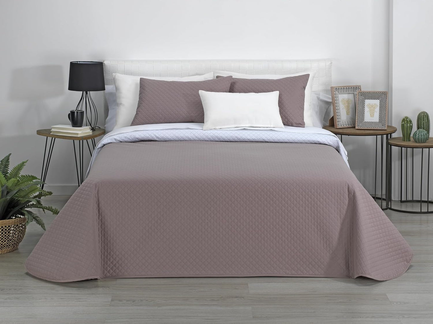 Estoralis | AVA | Vendbar Boutique Quilt | Til alle årstider | Farve - Hvid/Taupe | Til 140/150/160 cm seng. seng. (250 X 270 Cm. Ancho X Alto) | Quiltet quilt Quilts og quilts Naty Shop