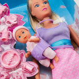 Simba 105730211 - Steffi Love Nanny, med to babyer, bæresele og autostol, tilbehør, påklædningsdukke, 29 cm, til børn fra 3 år og opefter