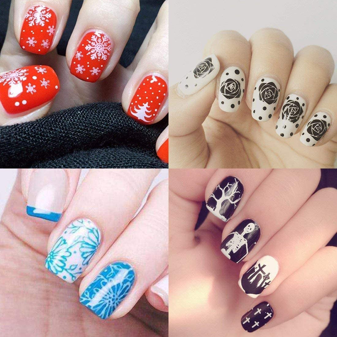 Biutee Nail Stamper 30 stykker Nail Stamp Sæt Negle Template Nail Stamping Dyr Blomster Billeder Nail Stamping Plade med 2 Stempler 2 Skrabere Negle Design Accessories Fransk Nail Stamp
