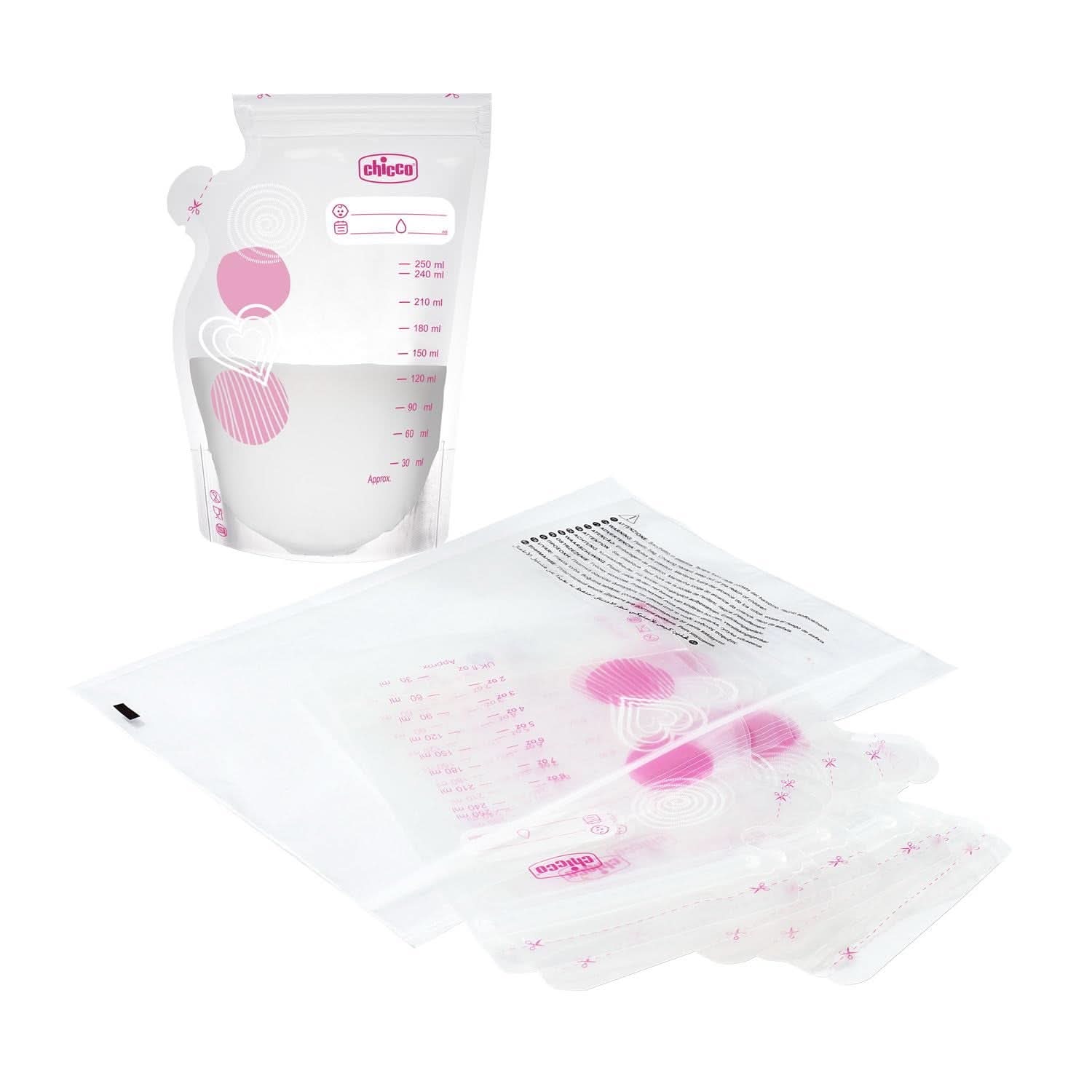 Chicco mælkepose med 30 stykker, Lækagesikker, 250 ml Tilbehør Mad og Amning Bebe Naty Shop