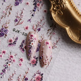 JMEOWIO 3D Nagelsticker Blumen Nail Art Sticker Selbstklebend Nagelaufkleber 5D Stereoskopisk Frühling Sommer Dekoration Nageldesign Zubehör 4 Blatt