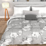 PETTI Artigiani Italiani - Vinterdyne, Vinterdyne, Enkel quilt, Dobbeltsidet, Monocolor og digital print, 100% anti-allergisk mikrofiber, Made in Italy Dyner og dyner Naty Shop Flowers 21 Grå 160 X 190 Cm