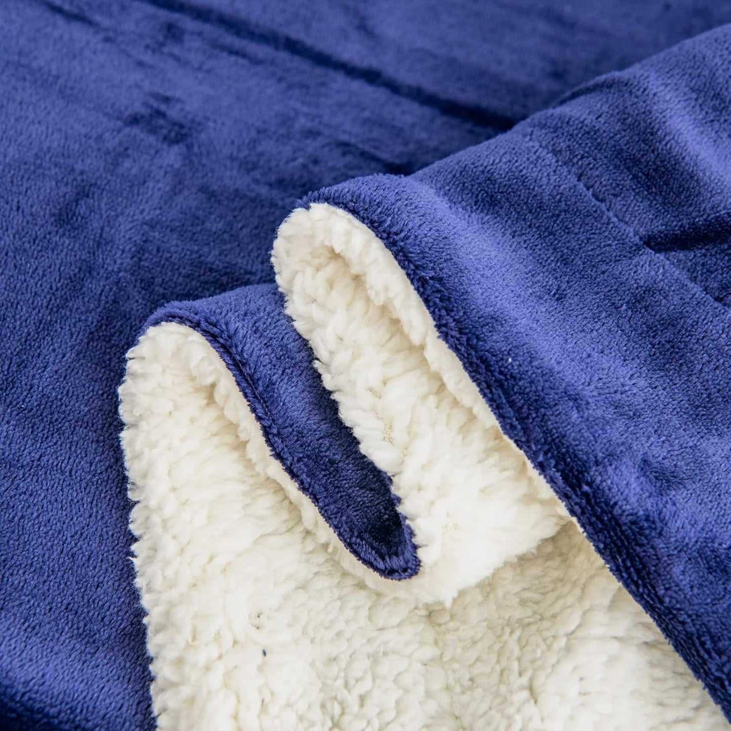 Kono Sherpa fleece tæppe, 150 X 200 Cm, Blød, Hyggelig, Fluffy, Vendbar, Mikrofiber, faste tæpper til seng, sofa, sofa (marineblå, dobbelt/dobbelt) Senge og tæpper Besuche den KONO-Store