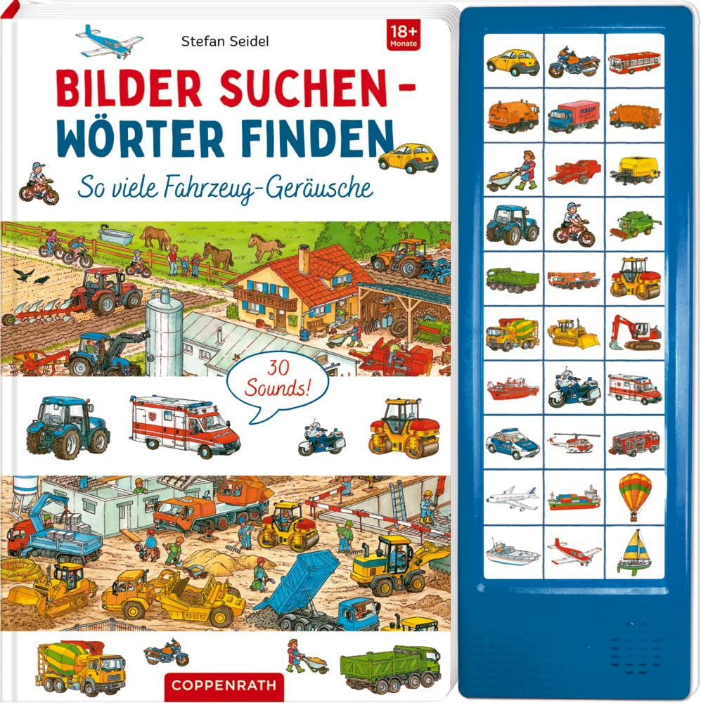 Så mange køretøjslyde: 30 lyde (Søg billeder - Find ord) Babylegetøj Naty Shop Book