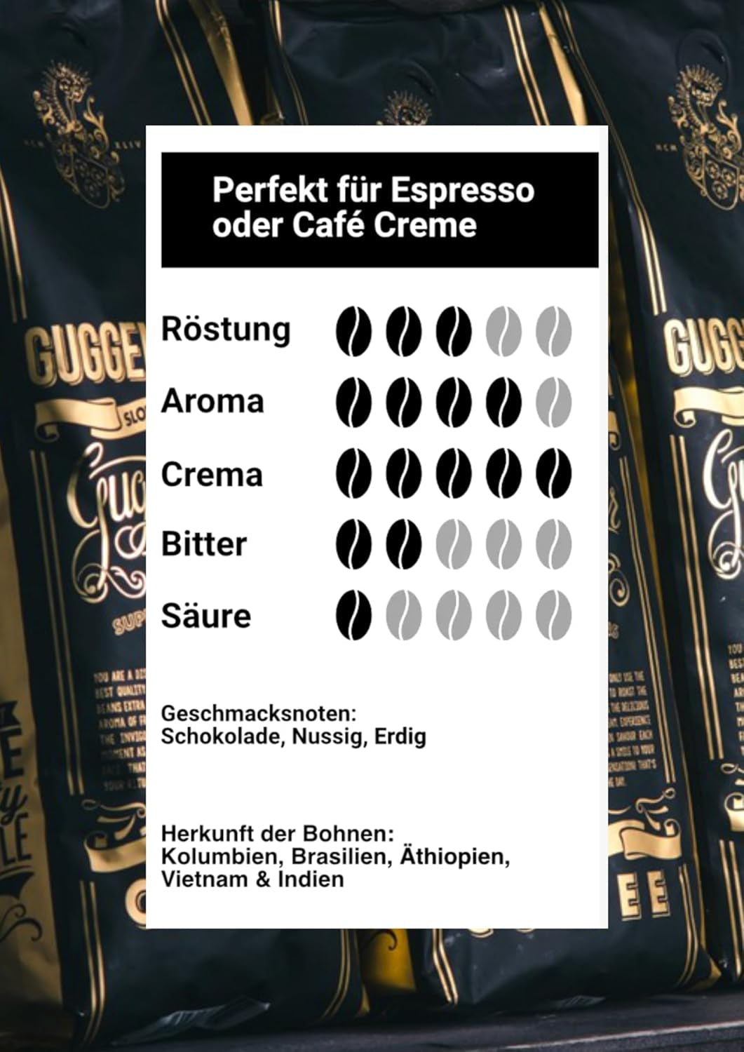 - Kaffeebohnen 2kg - Ekstra langsom geröstet - Wenig Säure und Bitterstoffe - Barista-Qualität - Finest Cream - Bedste Espresso für Fullyautomaten - 4 x 500 g