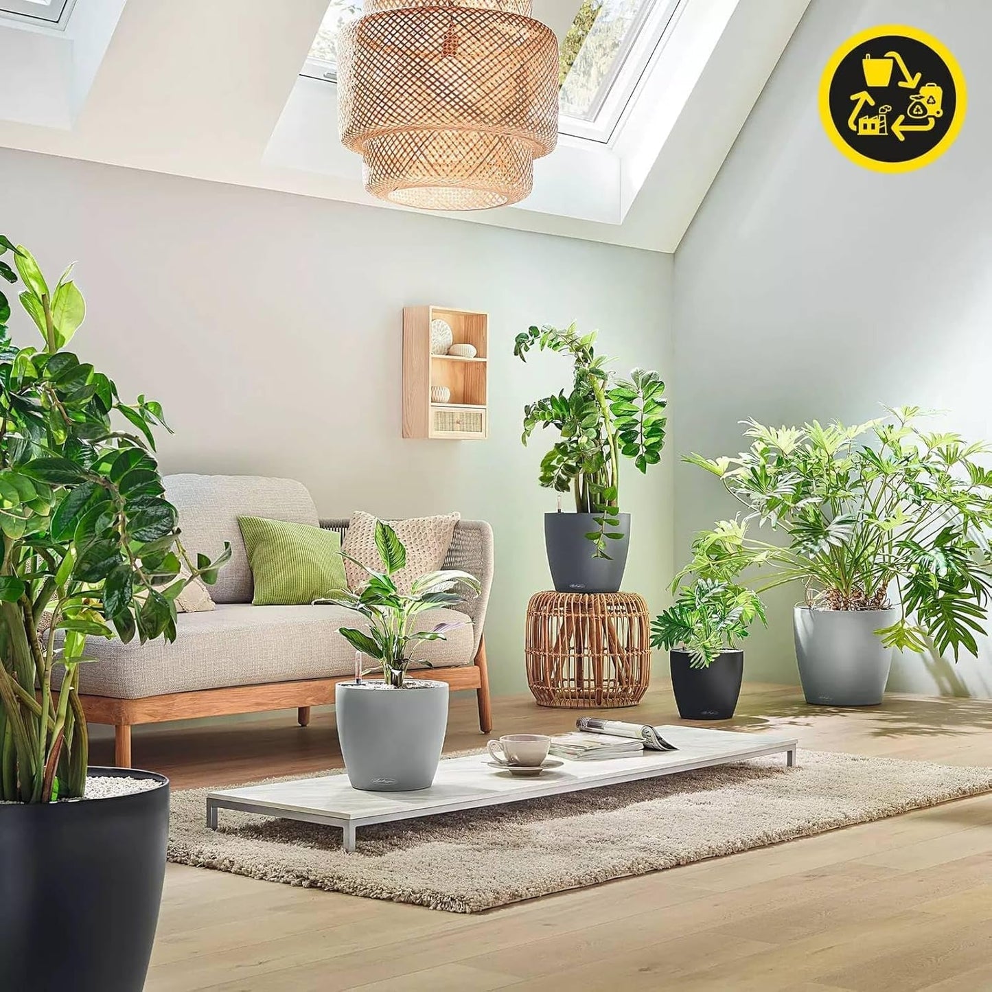 Plantekasse LECHUZA Classico Color ECO 60 Mørkegrå | Plantekasse med vandingssystem og vandstandsindikator | Fremstillet af 100 % genbrugsplast | Mat finish | Ø 60 x 55,5 cm | 18955