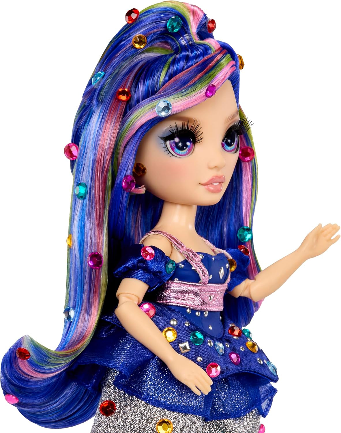 Rainbow High Be Dazzling - Genevieve Bleue - 28 cm blå modedukke med pynteværktøj, funklende ædelsten og stylingtilbehør