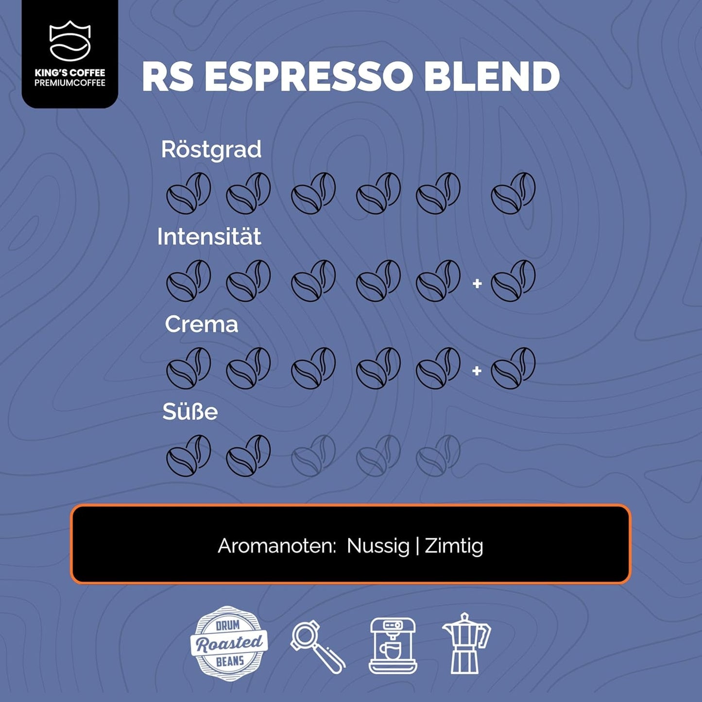 KING'S COFFEE - AMESTEC RS ESPRESSO - 1 kg stærke og aromatiske kaffebønner - kaffe med lav syreindhold - kaffe med hel bønne - ristning af små partier fra Italien - espressobønner til fuldautomatiske maskiner og portafiltermaskiner