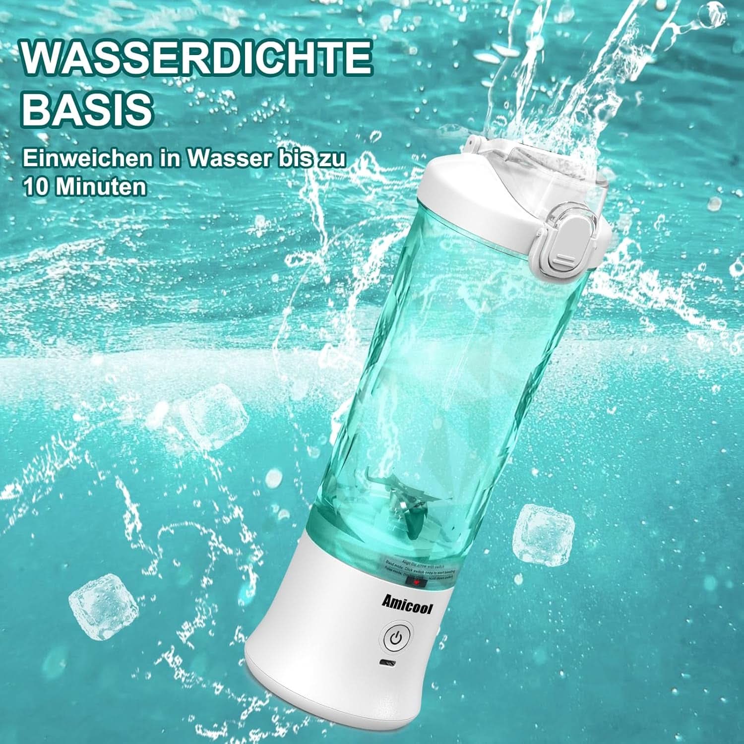 Mixer Smoothie Maker to Go, Mini Standmixer Tragbar Mit 6-Klingen Edelstahl, Enstafter Mit Reisedeckel, USB Portable Blender Elektrisch 600Ml flaske, Mixer Shaker Slushy Maker Wasserdichter Bucatarie Naty Shop