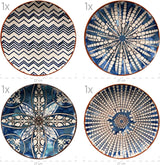 MÄSER 934017 Iberico Blue 4-personers middagssæt, 12 dele, maurisk stil, forskellige vintagedesigns i hvid og blå, keramik