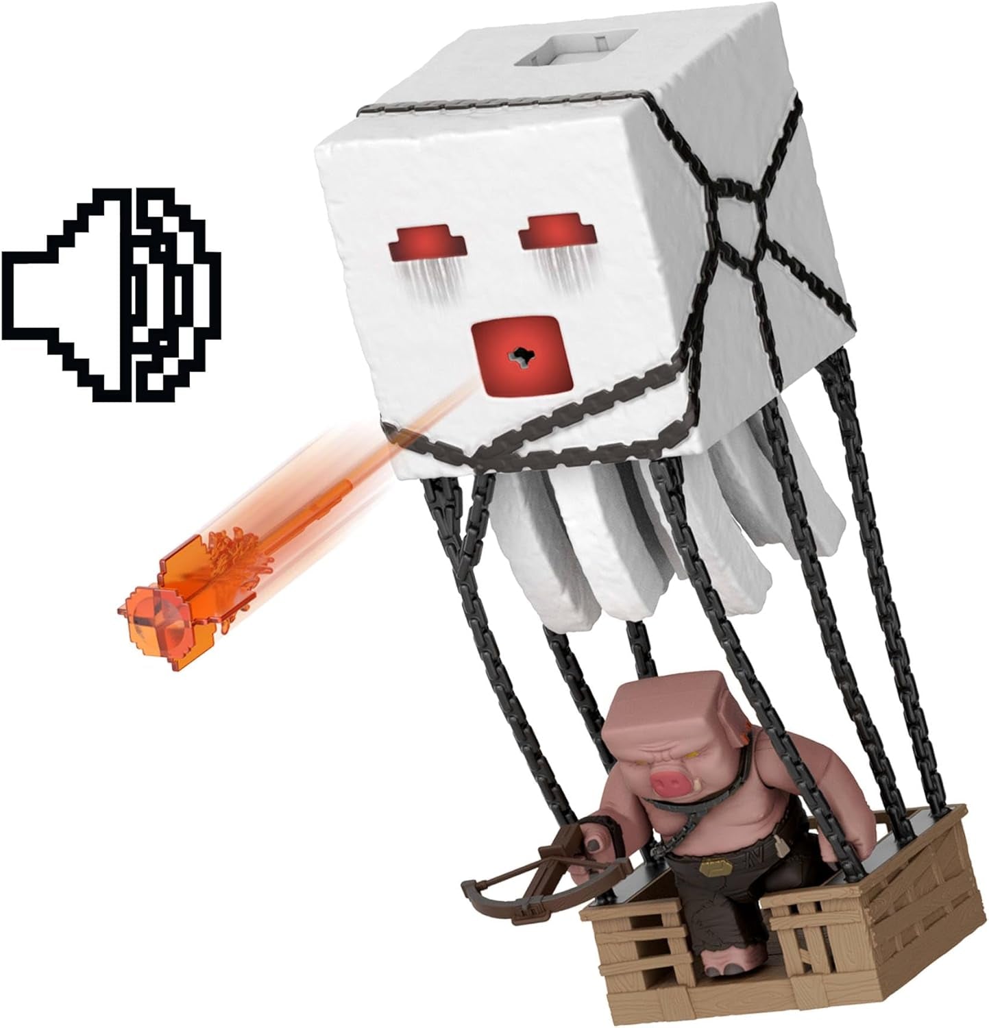 Mattel Minecraft Action Figursæt, Ghast With Fire Attack, Lys, Støj, Starter And Projectile, Piglin Warrior, Inspired By The Movie, JFB69 Actionfigurer Naty Shop