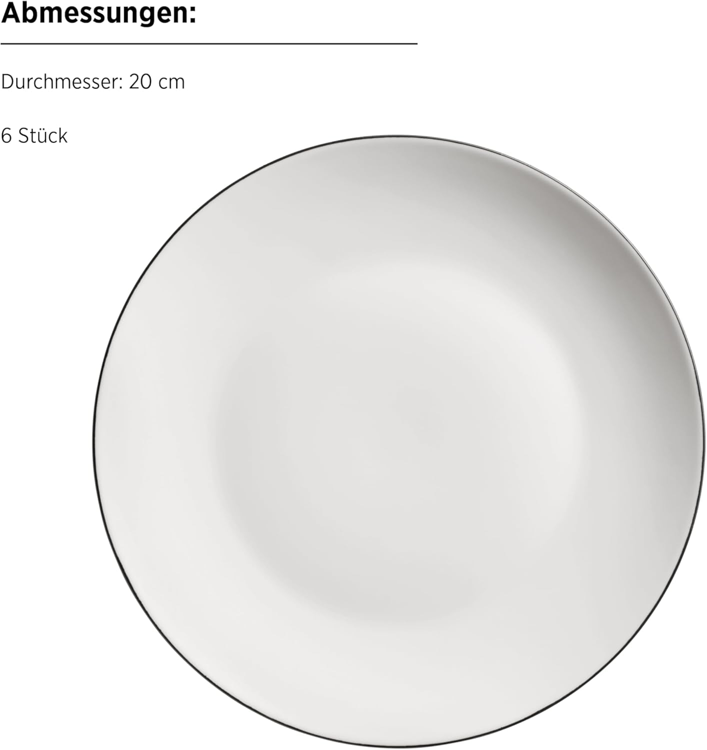 MÄSER Felise serie, elegant kaffestel til 6, tidløs, sort kant, porcelæn, hvid