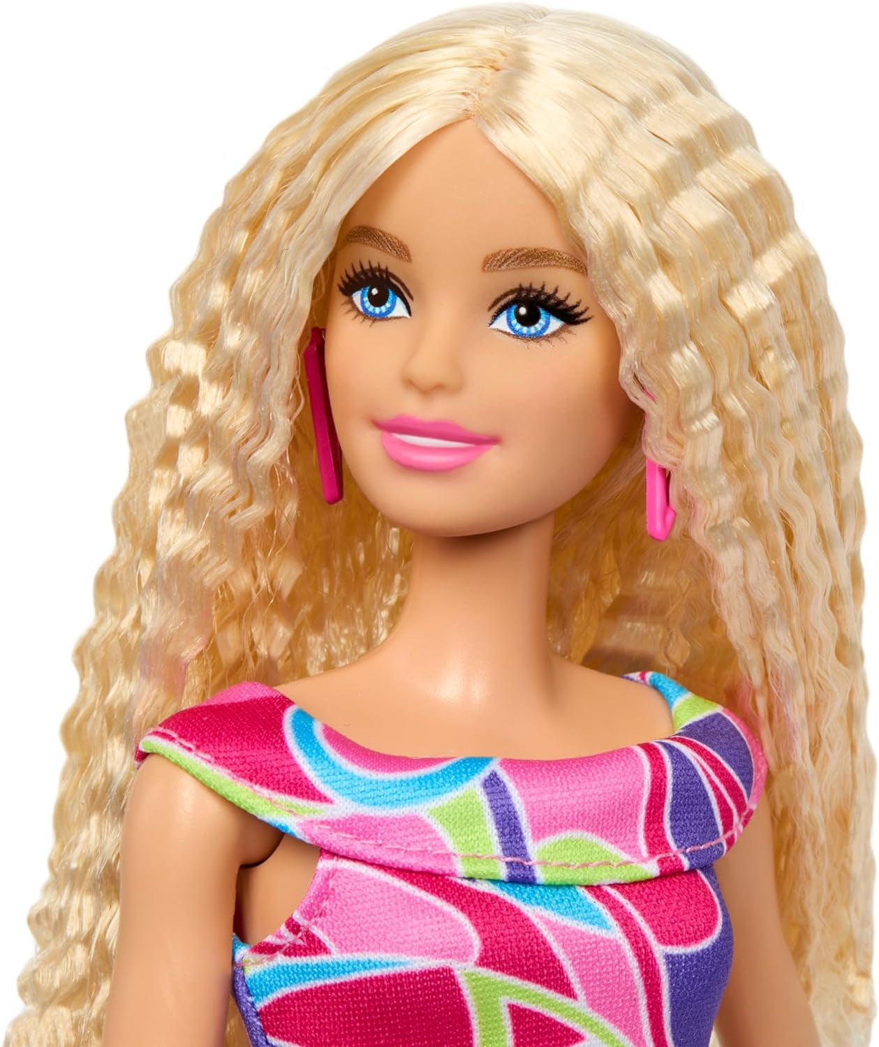Barbie Fashionistas #223 dukke med bølget blond hår, kjole og tilbehør inspireret af Totally Hair, 65-års jubilæums samlingsmodedukke, HRH20