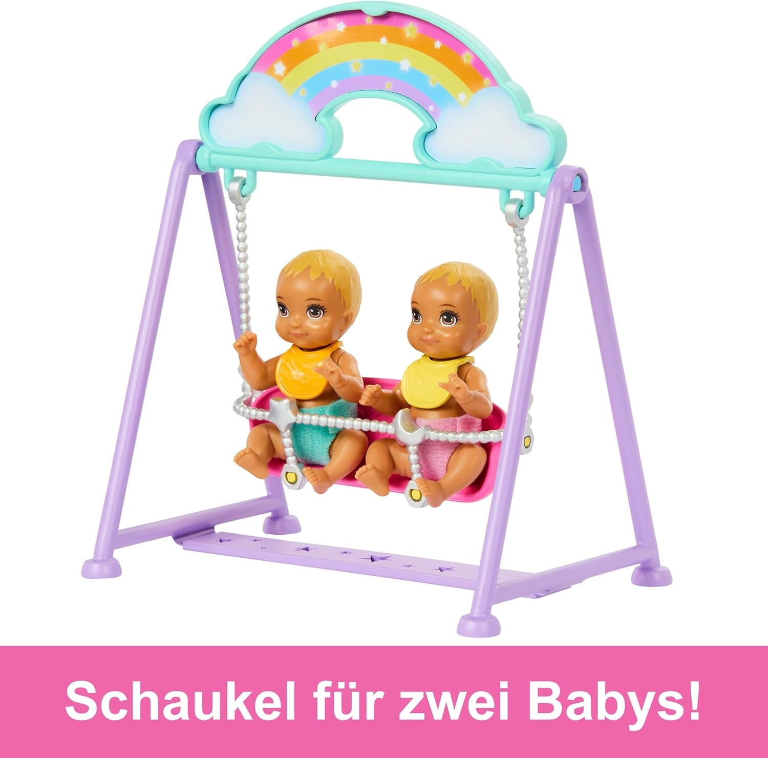 Barbie Skipper dukke og legehus med tilbehør, inkluderer tvillingdukker, 1 krybbe, 1 gynge, 1 rocker og mere, HXM99