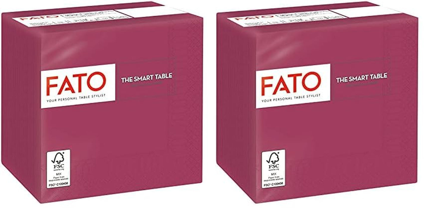 - Engangspapirservietter, ideelle til forretter og cocktails, pakke med 100 servietter, størrelse 24X24, 4-lags, 2-lags, Bordeaux-farve, 100 % rent cellulosepapir, Fsc-certificeret