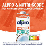 Alpro Kokosnussdrink ohne Zucker – Ohne Süßstoffe – Vegan und milchfrei – Von Natur aus lactosefrei und fettarm – Rich an Calcium und Vitaminen – 8 x 1 L