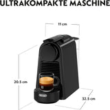 Espressomaskine med Nespresso De'Longhi Essenza Mini kapsler, sort | Pumpetryk 19 bar | Vandtank 0,6 l | Til espresso og lungo | Lille espressomaskine – Store kaffeøjeblikke | EN85.B