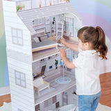 Teamson Kids Olivia's Little World Giant Dukkehus med møbler og tilbehør, trædukkehus, 3-lags legesæt til 30 cm dukker, 3+