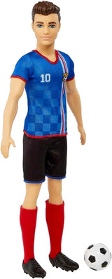 Barbie You Can Be Anything Series Ken Dukke Fodboldspiller Brunt Hår Ken Dukke Blå T-shirt Fodbold 1X Ken Fodbold Dukke Børnegave 3 år gammelt legetøj Hcn15 Naty Shop Dukker