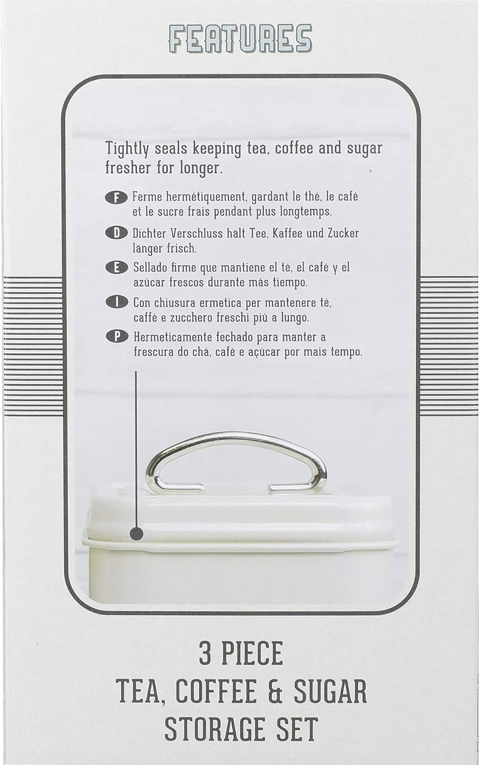 KitchenCraft Living Nostalgia sæt med 3 opbevaringskrukker til te, sukker og kaffe i gaveæske, stål, antik creme, 11 cm x 11 cm x 17 cm, vintage blå madopbevaringsbokse Naty Shop