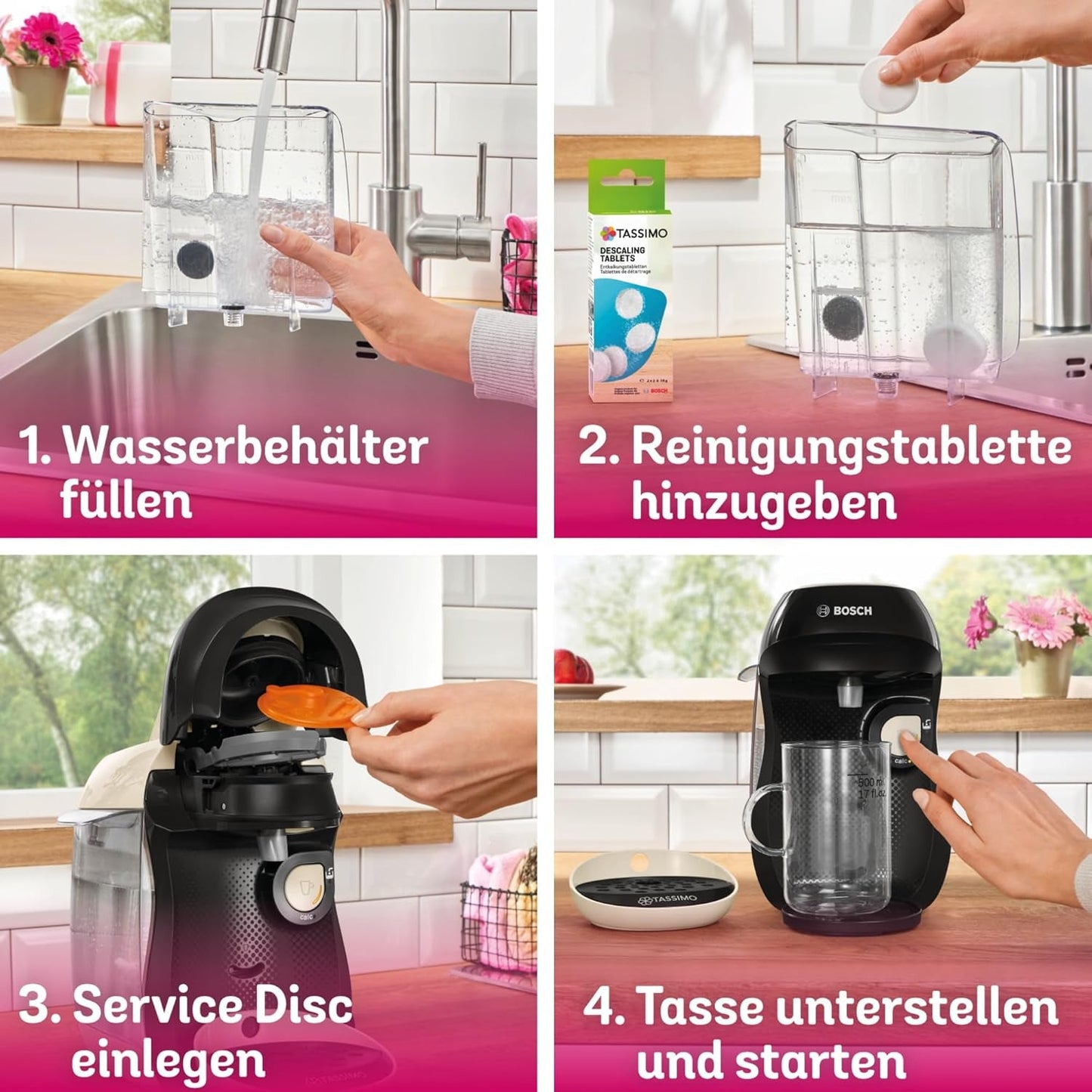 Bosch Tassimo Happy Friendly TAS107E Kapsel Espressomaskine, 70+ drikkevarer, velegnet til alle kopper, Auto-Stop, Bæredygtig, Perfekt Dosering, Pladsbesparende, 1400W, Creme/sort