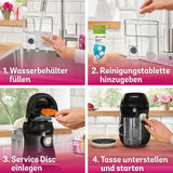 Bosch Tassimo Happy Friendly TAS107E Kapsel Espressomaskine, 70+ drikkevarer, velegnet til alle kopper, Auto-Stop, Bæredygtig, Perfekt Dosering, Pladsbesparende, 1400W, Creme/sort