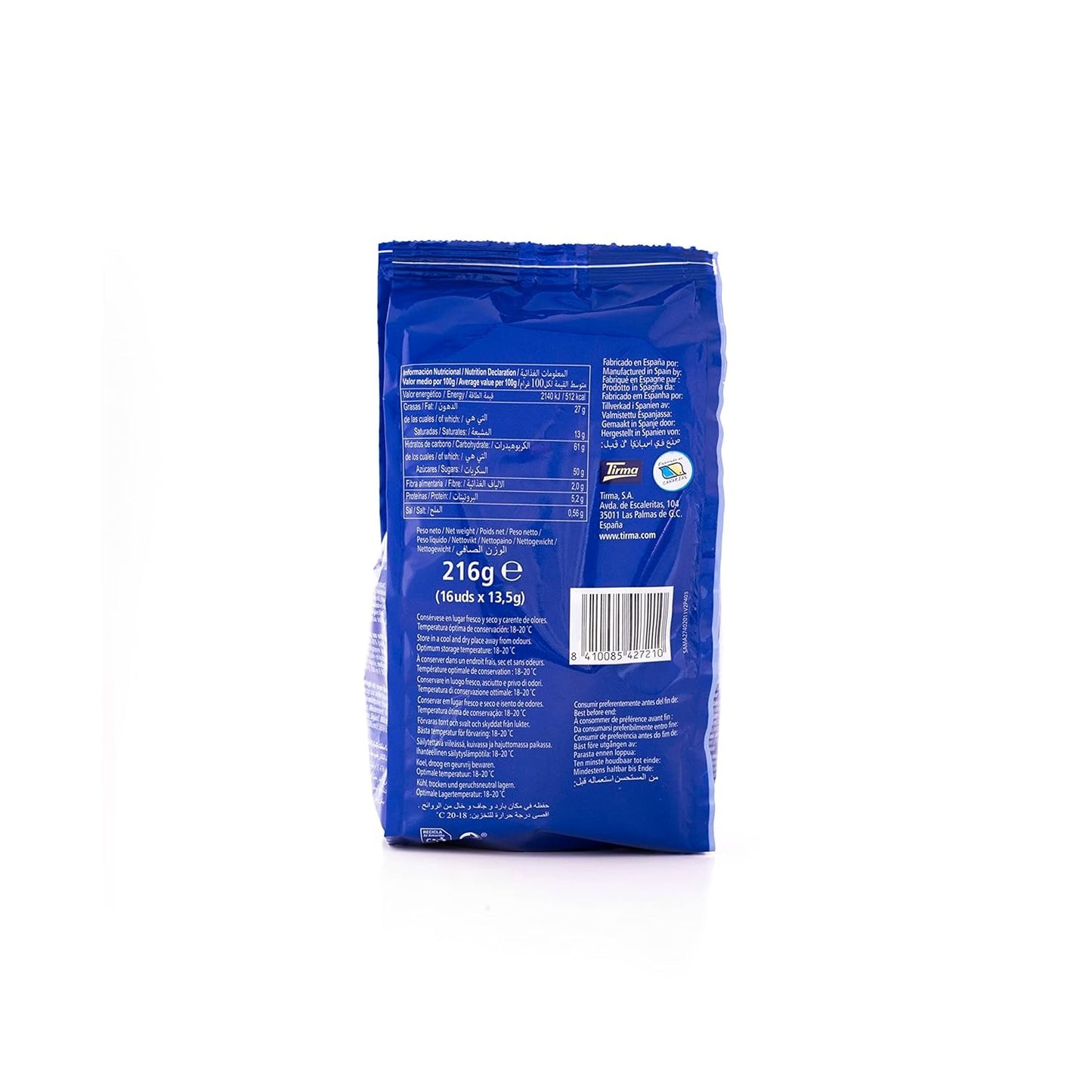 Tirma Mini hvid chokolade wafers | (16 enheder x 13,5 g), 216 g | Delikat cremefyld | Ikke-GMO | Velegnet til vegetarer | Individuelt pakket | Pakket snack