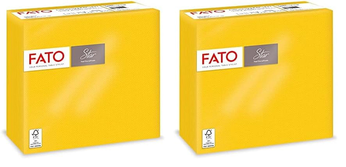 - Blødt og delikat engangspapir, pakke med 40 servietter, størrelse 38X38 foldet i 4, 2 lag, gul farve, 100 % rent cellulosepapir, FSC-certificeret (2 pakke)