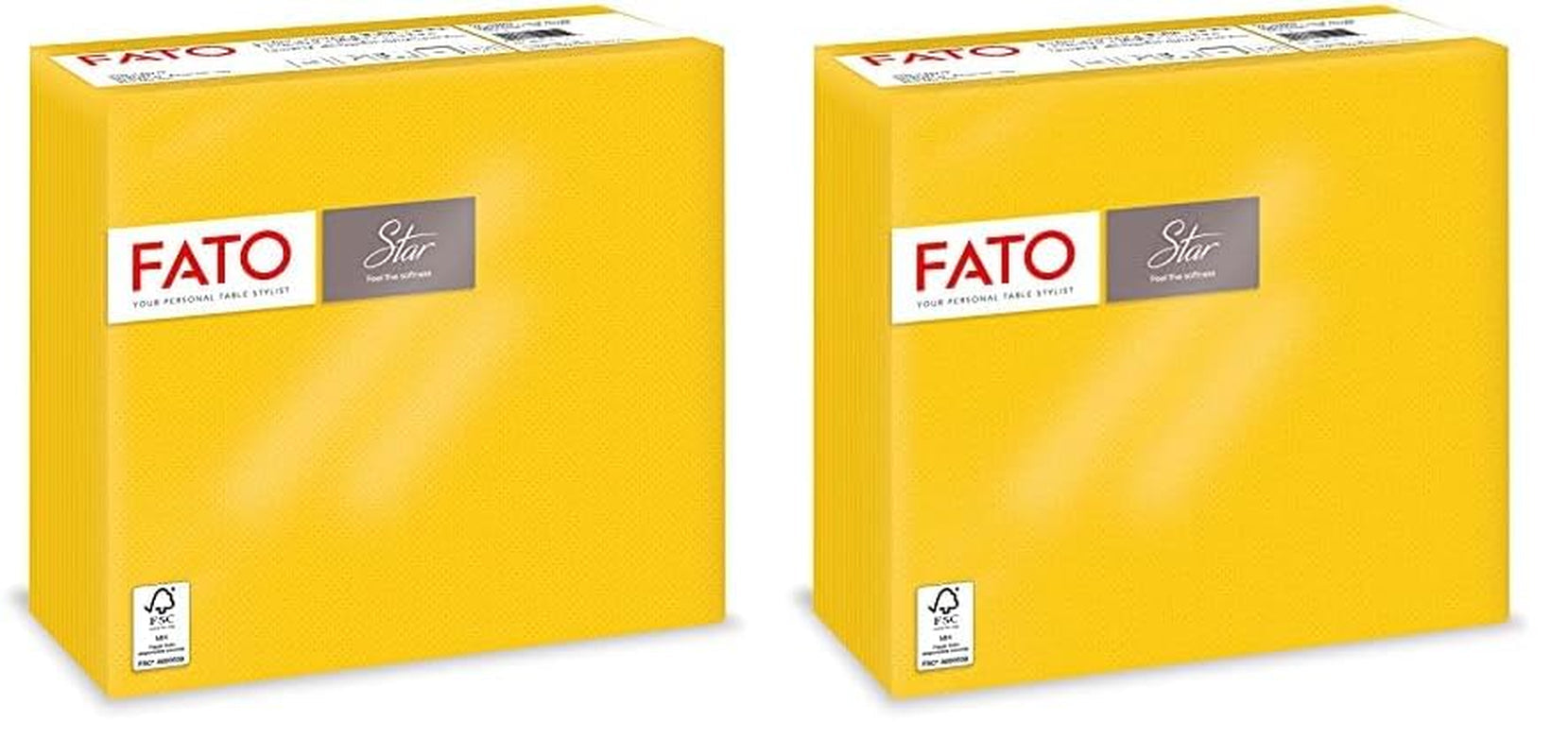 - Blødt og delikat engangspapir, pakke med 40 servietter, størrelse 38X38 foldet i 4, 2 lag, gul farve, 100 % rent cellulosepapir, FSC-certificeret (2 pakke)