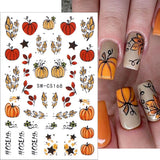 3D Autumn Nail Stickers Græskarblade Negle Stickers Geometrisk linje Blomster Negle Stickers Thanksgiving Day Design Negle Stickers Efterår Pumpkin Nail Stickers Negletilbehør Negle Art