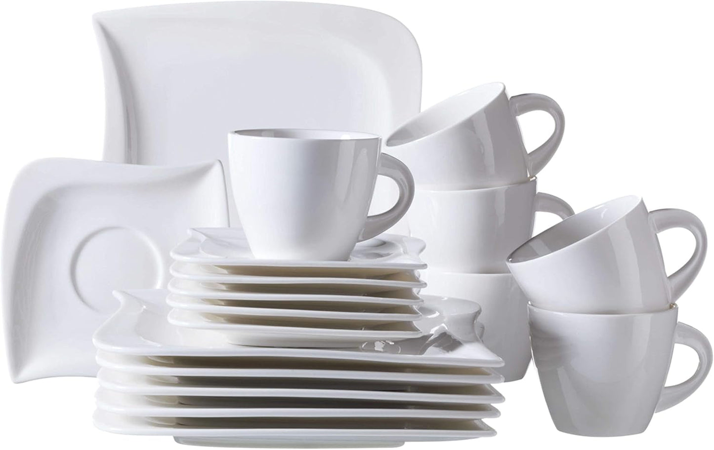 Verso af Mäser, La Musica-serien, 18-delt kaffesæt, porcelænsservice til 6 personer, 921172, hvid