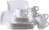 Verso af Mäser, La Musica-serien, 18-delt kaffesæt, porcelænsservice til 6 personer, 921172, hvid