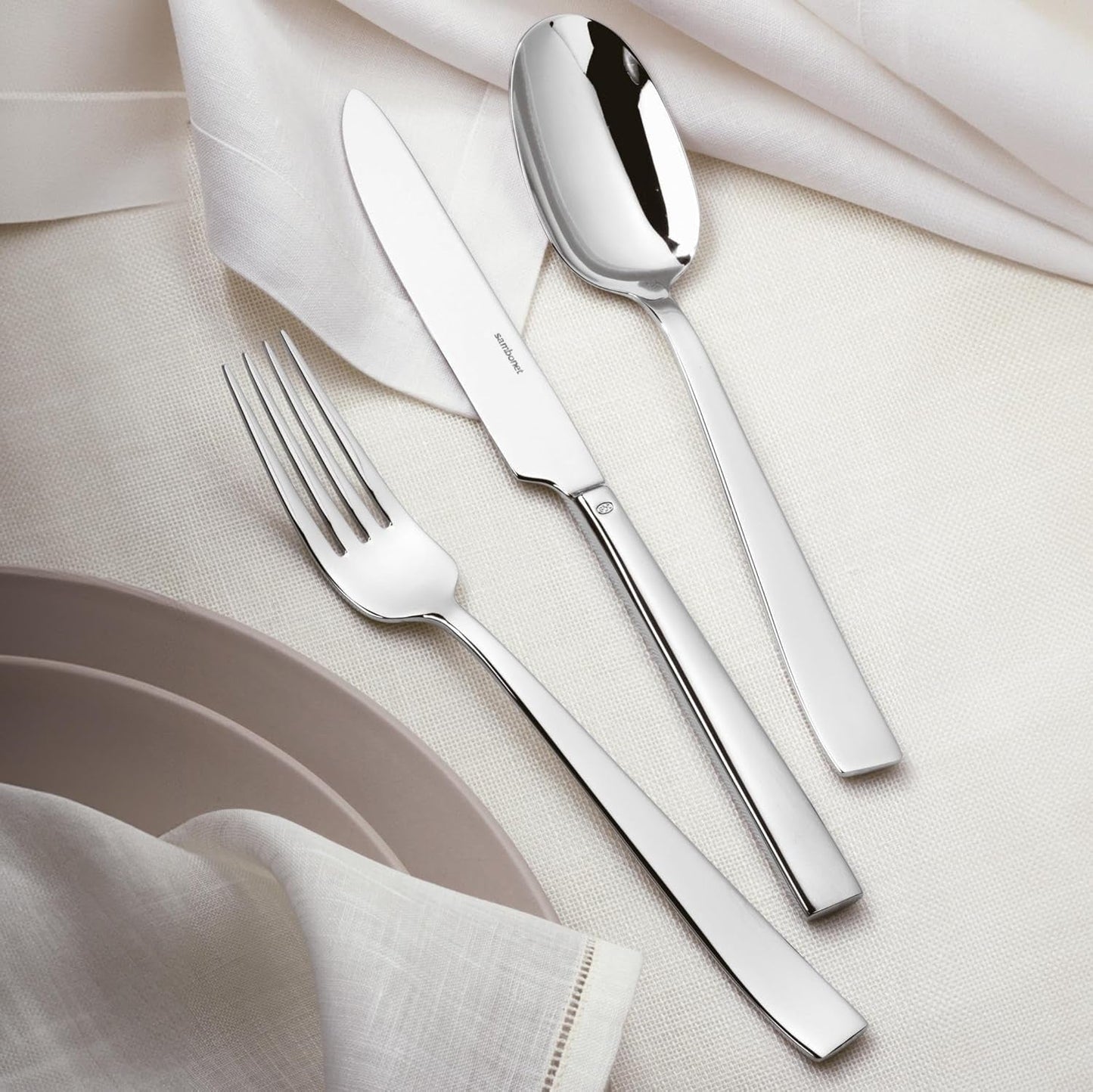 Sambonet 62512-83 fladt monoblok bestiksæt, 36 stykker, 18/10 rustfrit stål, Tåler opvaskemaskine Køkken Naty Shop