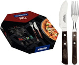 Tramontina PIZZA Besteck, 8-delt sæt, til 4 personer, Rostfreier Edelstahl, Fsc-Zertifizierte Holzgriffe, Spülmaschinenfest Kitchen Naty Shop