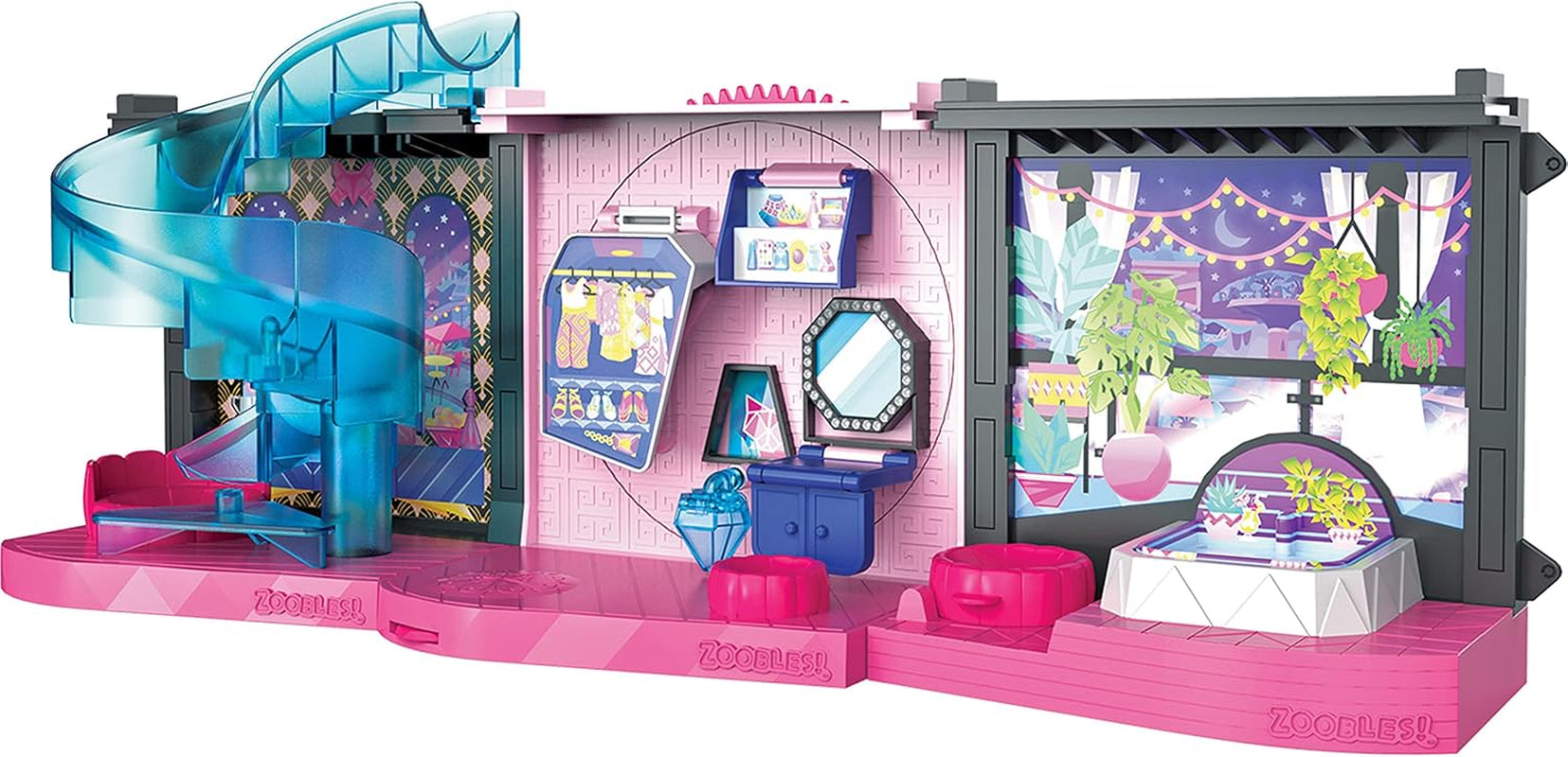 Zoobles Magic Mansion Transformerbart 6-værelses drømmehus, rutsjebane og tilbehør