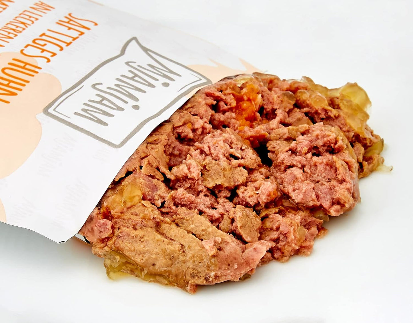 MjAMjAM - Premium våd kattefoder - Trykbar pose - Saftig kylling med lækre gulerødder 12-pak (12 x 125 g) Kornfri med ekstra kød
