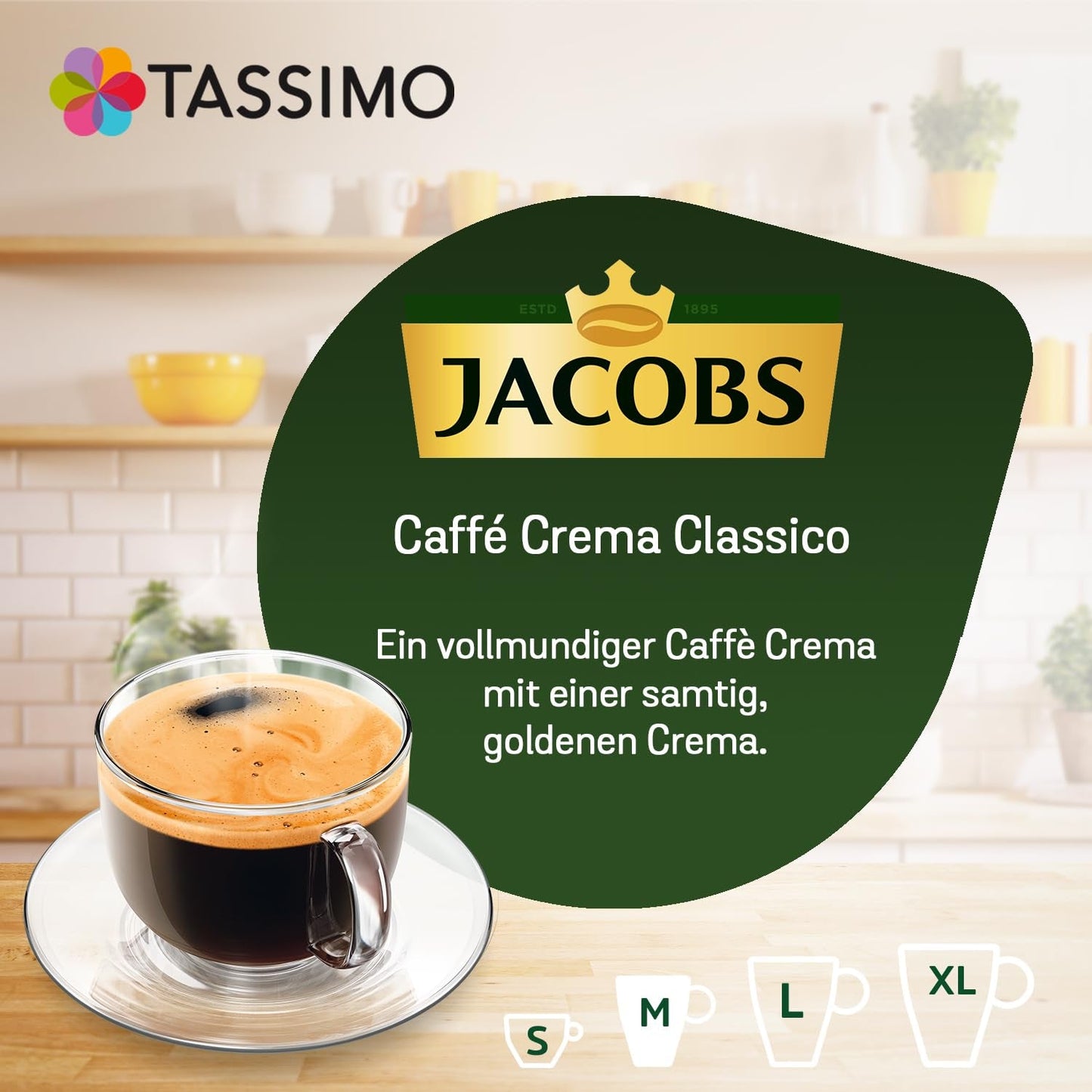 Tassimo Kapseln Jacobs Caffè Crema Classico, 5 x 16 puder, 80 Kaffeekapseln