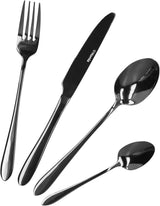 HOMLA Abele Besteckset Für Vier Personen 16-Teilig Edelstahl Hygienisk Elegant Leicht Zu Reinigen Gold Kitchen Naty Shop Schwarz