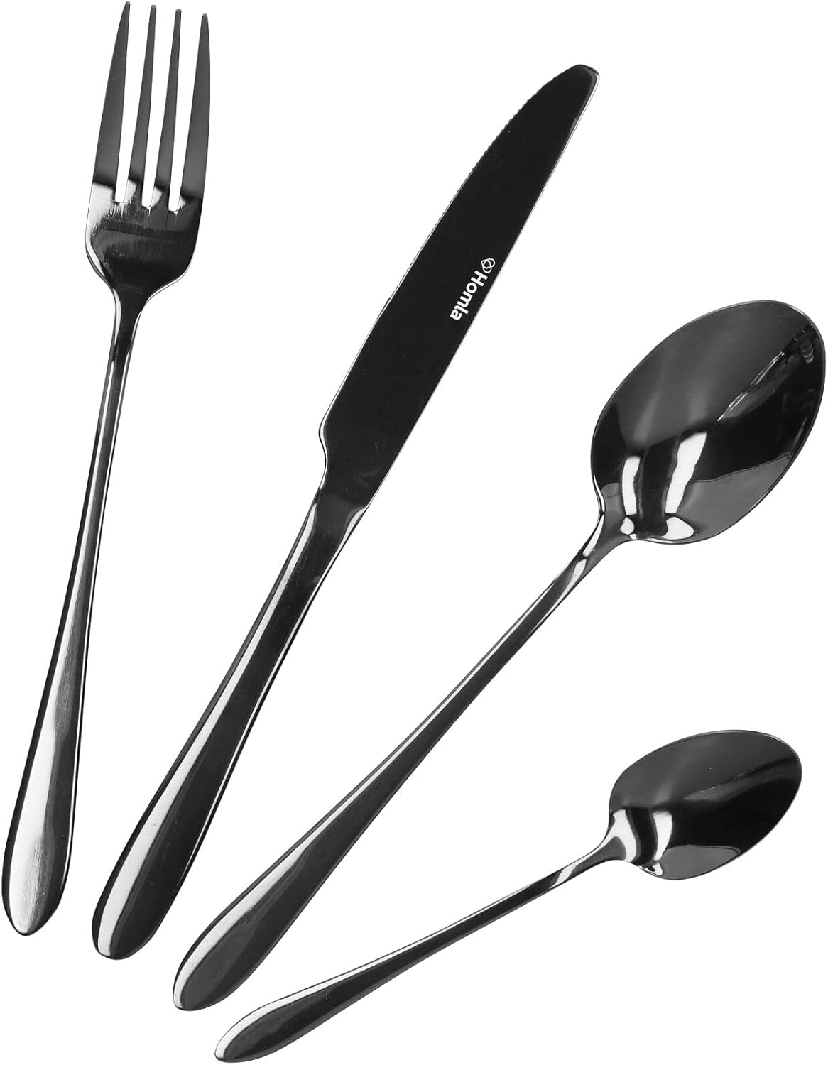 HOMLA Abele Besteckset Für Vier Personen 16-Teilig Edelstahl Hygienisk Elegant Leicht Zu Reinigen Gold Kitchen Naty Shop Schwarz