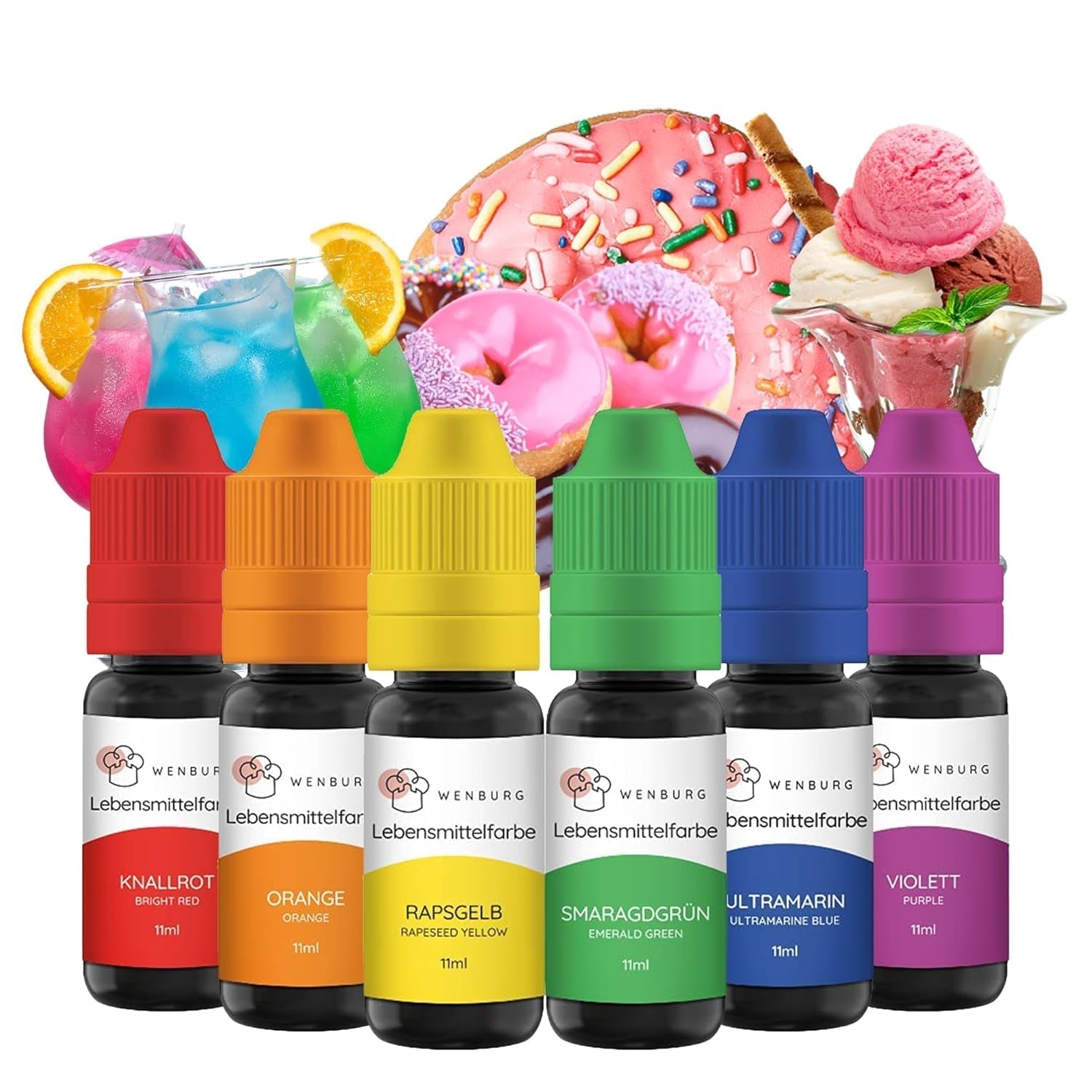 Wenburg madfarve, glitter, 11 ml, koncentreret, fremstillet i EU, flydende. Til farvning af dej, drikkevarer, smagsstoffer, slim - guldglimmer madfarve - guldkagefarvning - guldglimmer