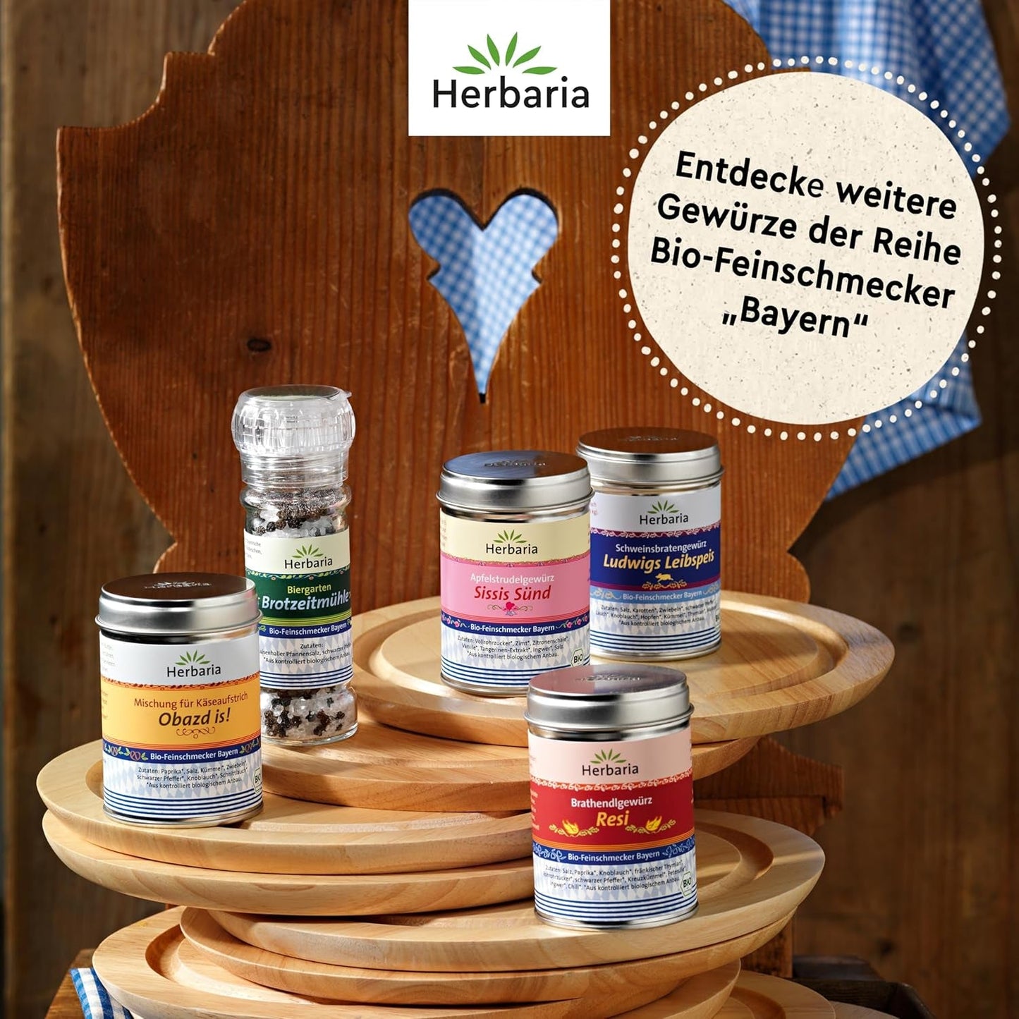 Herbaria Obazd er! bio 90g M-Dose – Bio-Gewürzmischung bayerischen Biergartenklassiker Obazda – for Brotaufstriche, Käsegerichte, Käsefondue – Raclette Gewürz - i nachhaltiger Aromaschutz-Dose
