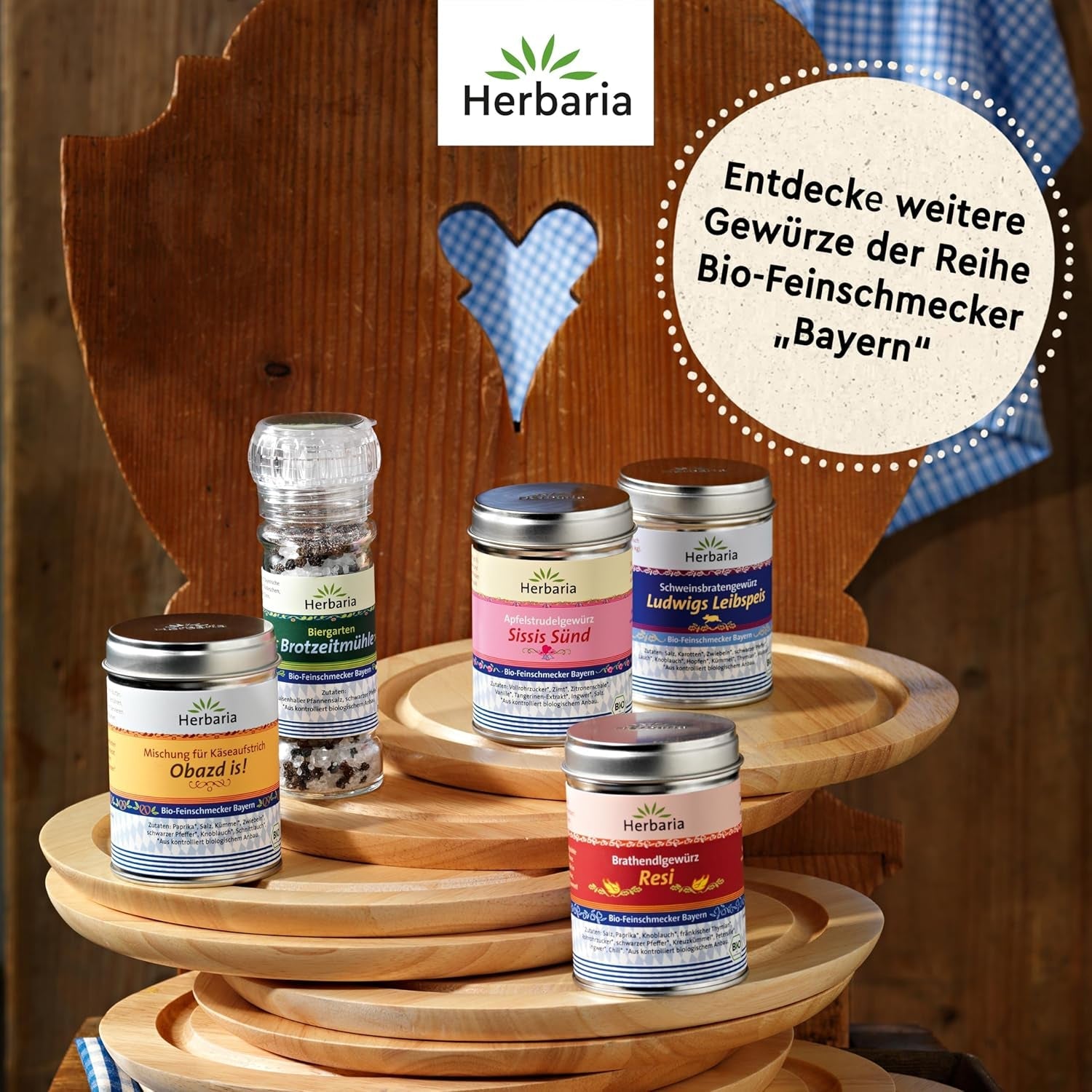 Herbaria Obazd er! bio 90g M-Dose – Bio-Gewürzmischung bayerischen Biergartenklassiker Obazda – for Brotaufstriche, Käsegerichte, Käsefondue – Raclette Gewürz - i nachhaltiger Aromaschutz-Dose