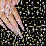 120 stk Guld-Sølv Stjerne Nail Charms Star Y2K Nails Metal Star Nail Charms Blandede størrelser Negleskruer Star Nail Design Nail Art 3D Star Charms Negledekoration Negle Charms Negletilbehør