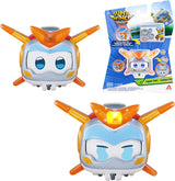 Super Wings Super Pets 4 STK Shine, Golden Boy, Jerome, Ellie Skiftbart ansigtsudtryk Lyneffekt Bærbart legetøj til 3 4 5 6 7 8 år gammel dreng Pige 2 tommer actionfigurer Naty Shop Golden Boy